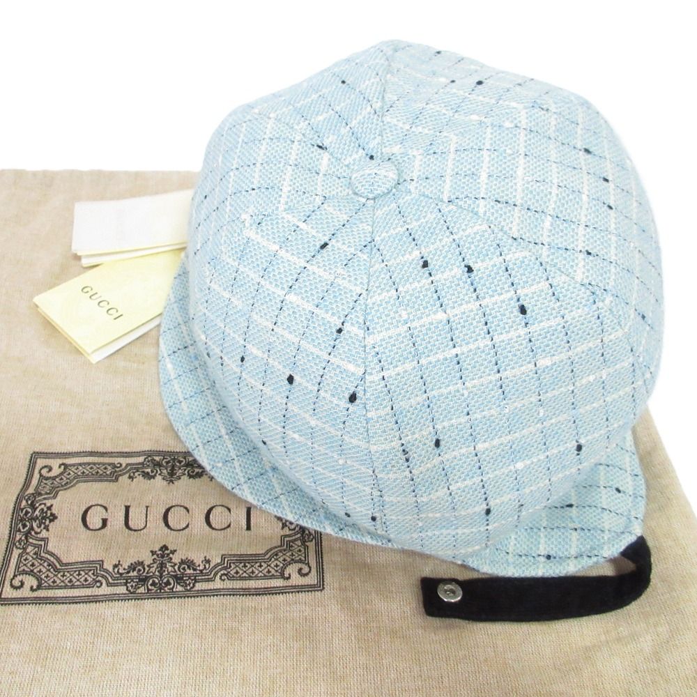23 AW GUCCI グッチ ダブルG キャップ L 753419 3 HAT 2 Lサイズ ライトブルー レディース 古着