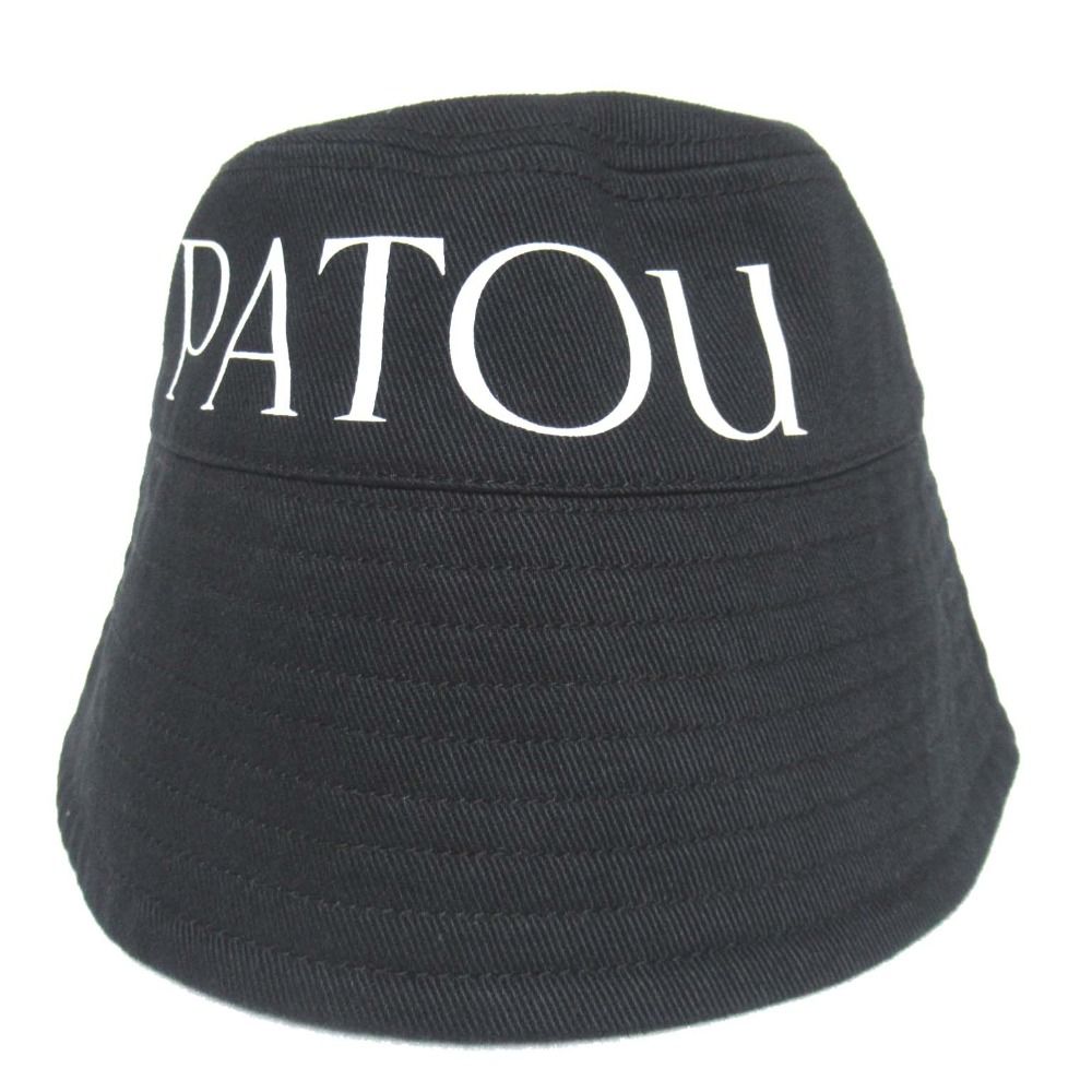 PATOU パトゥ ロゴプリント バケットハット 帽子 XS Sサイズ ブラック レディース 古着