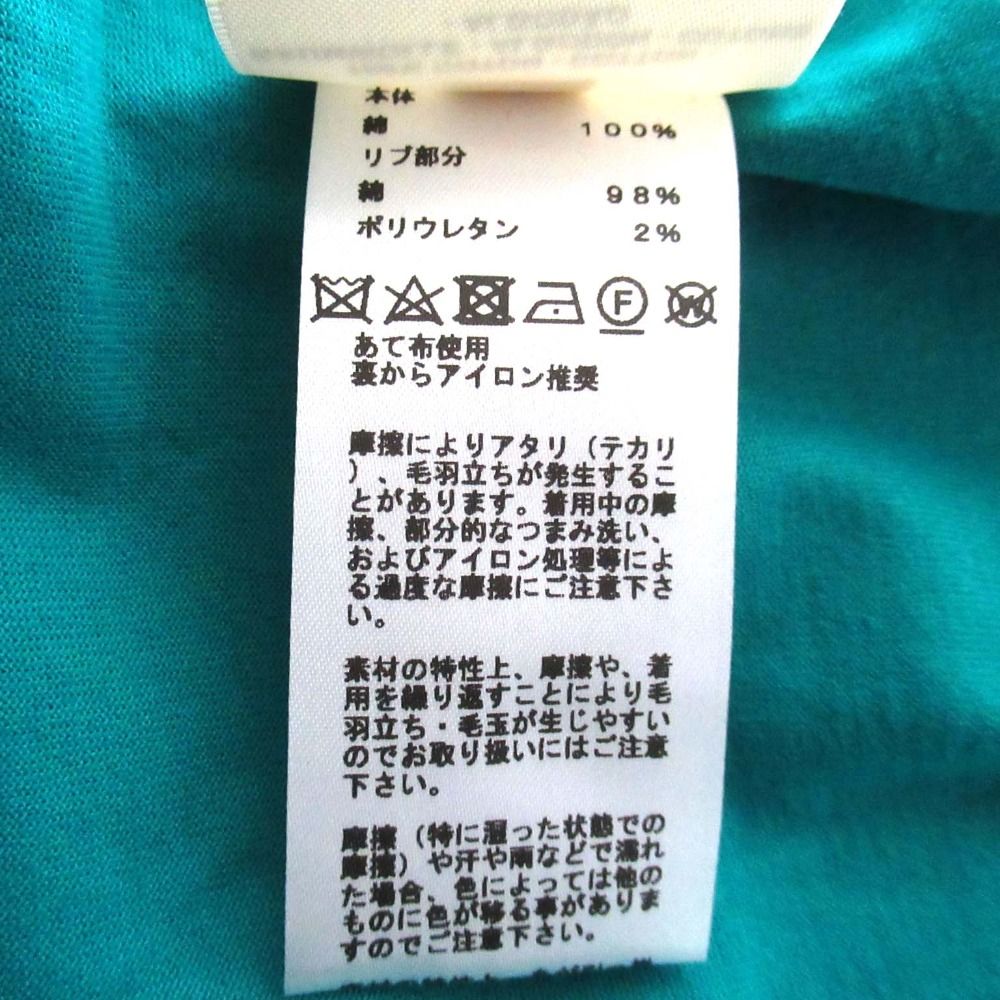  24 SS HERMES エルメス 半袖 胸ポケット刺繍 ひざ上丈 カットソーワンピース サイズ40 ターコイズブルー レディース 古着 ノースリーブ ミニワンピース