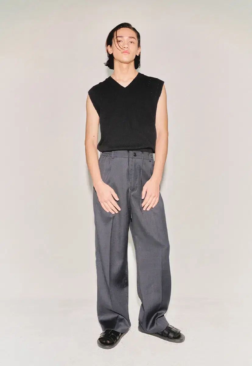 トニーウェック tonywack 半バンディング ウールスラックス 32 34 サイズ ブラック