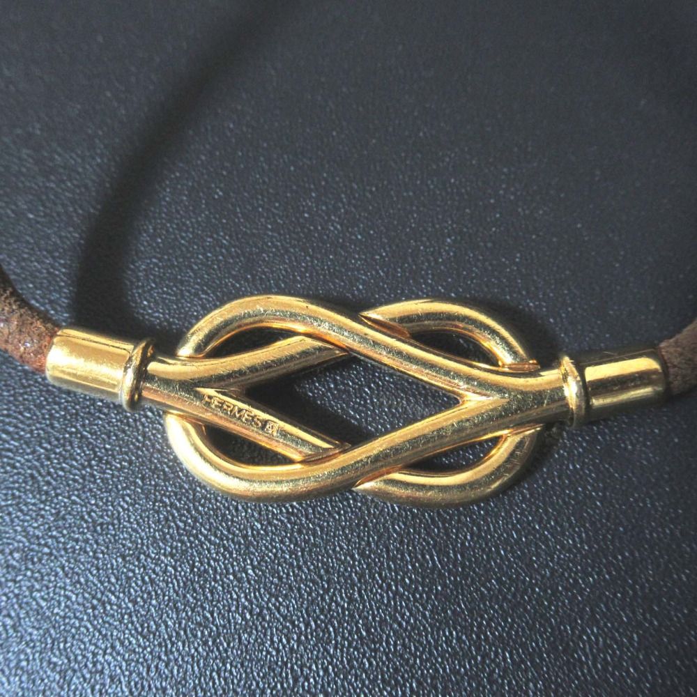 美品 HERMES エルメス ジャンボチョーカー 2連 ブレスレット ブラウン