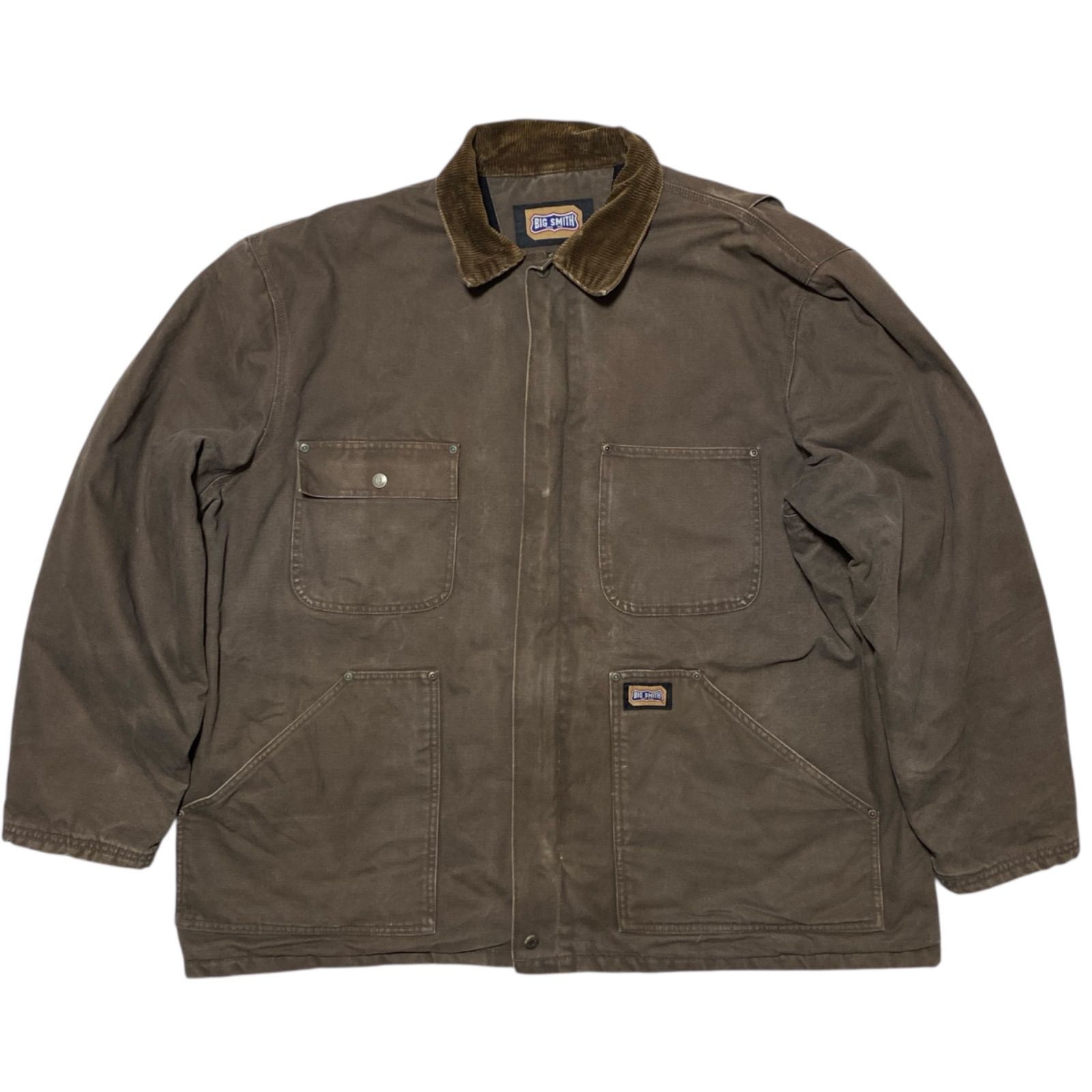 ビッグスミスBIGSMITH襟コーデュロイダックキャンバスワークジャケット雰囲気 ビッグスミスBIGSMITH襟コーデュロイダックキャンバスワークジャケット
