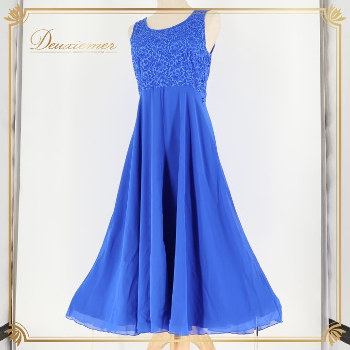 社交ダンス 衣装 チャコット Chacott ワンピース ドレス 青 レース