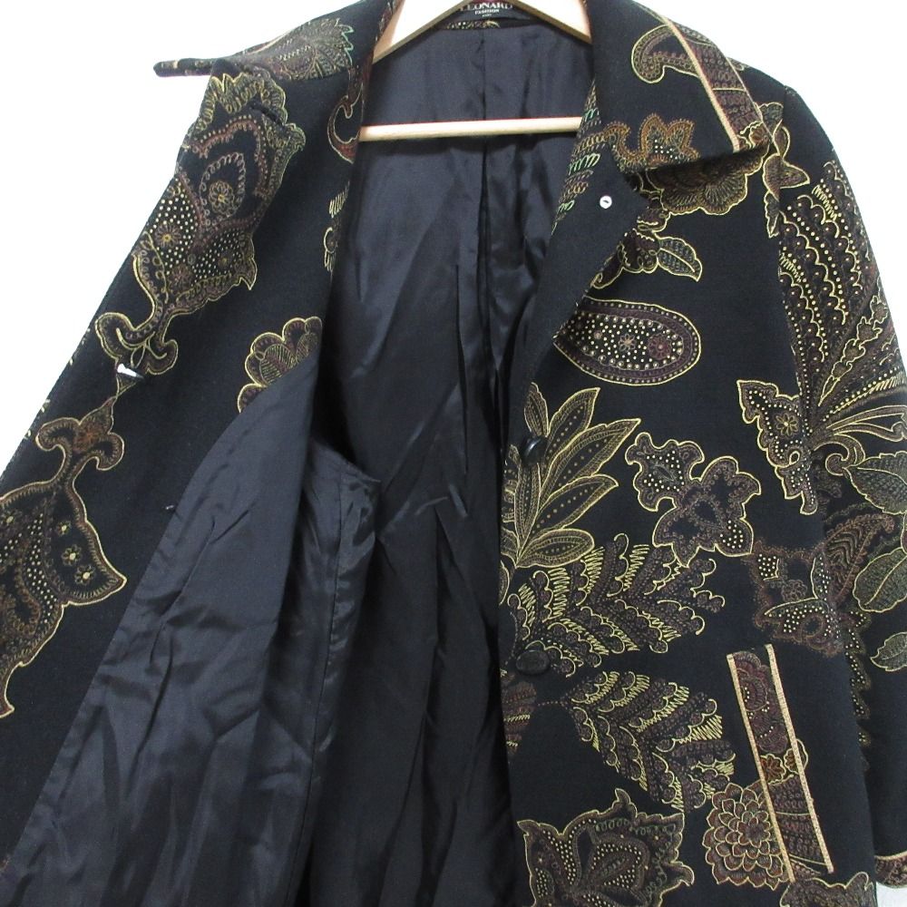 良品 LEONARD レオナール バロックペイズリー柄 カシミヤブレンド