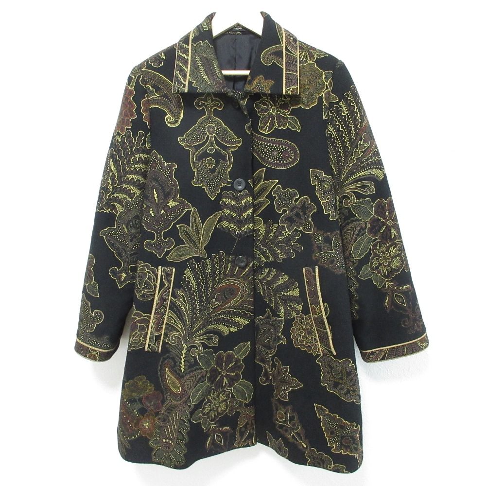 良品 LEONARD レオナール バロックペイズリー柄 カシミヤブレンド