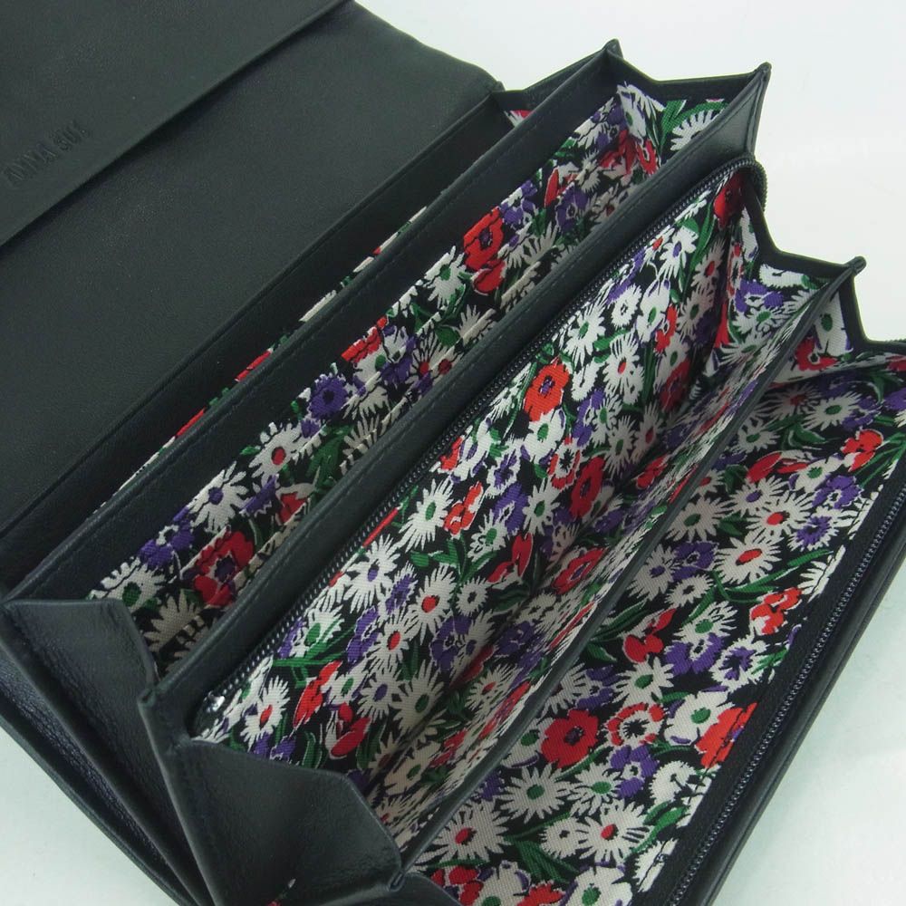  ANNA SUI アナスイ 317100 10 チェイス バタフライ ステッチ ロング ウォレット 長財布 ブラック系 上 長財布 小物