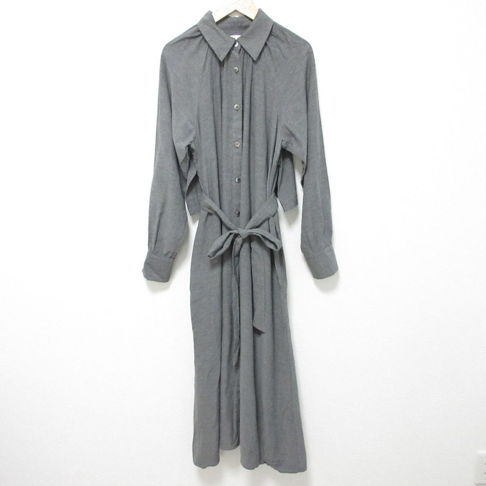 J-M ジェイアンドエムデヴィッドソン ベルテッドシャツワンピース サイズ4 グレー レディース 古着