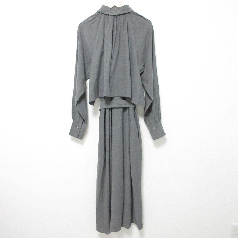 J M ジェイアンドエムデヴィッドソン ベルテッドシャツワンピース サイズ4 グレー レディース 古着