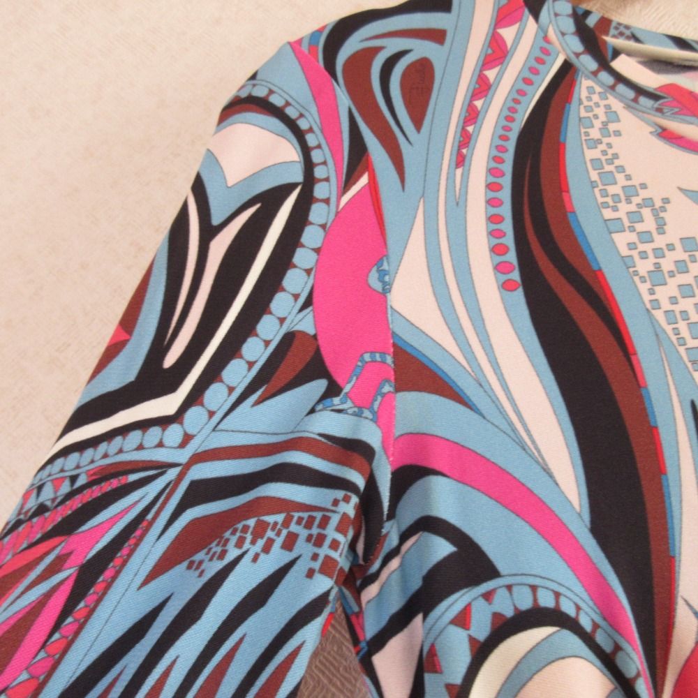 良品 EMILIO PUCCI エミリオプッチ 長袖 プッチ柄ストレッチワンピース
