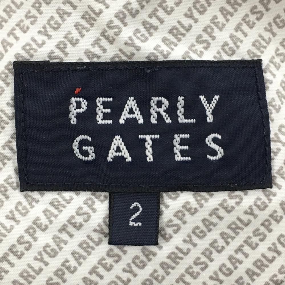 パーリーゲイツ パンツ ネイビー×白 ロゴプリント ストレッチ 裏微起毛