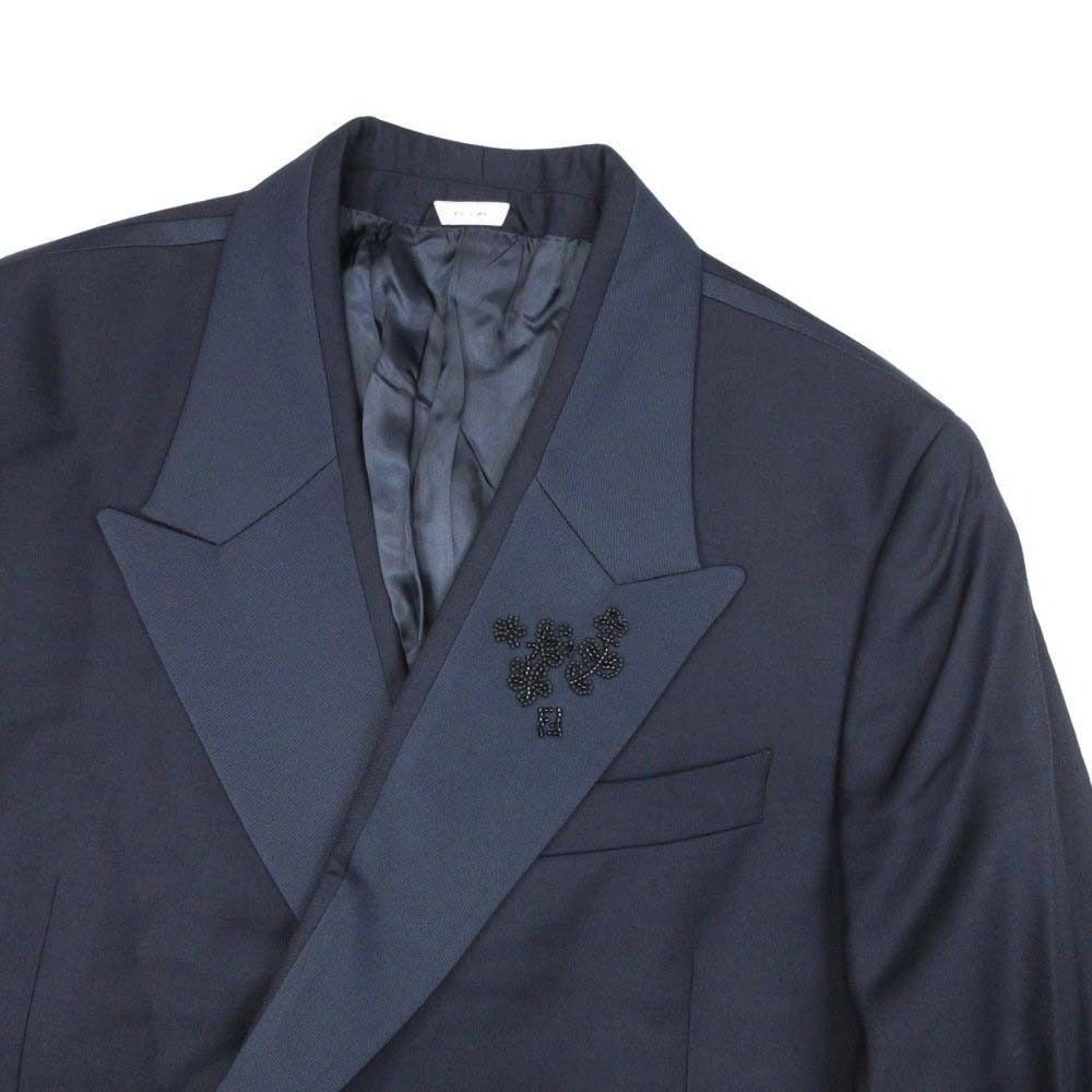 新品同様 22aw FENDI フェンディ ピークドラペル ビーズ装飾 ダブル