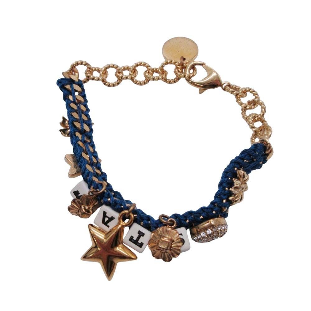DOLCE-GABBANA ドルチェアンドガッバーナ I am The Star ブレスレット チャーム ゴールド ブルー レディース 古着