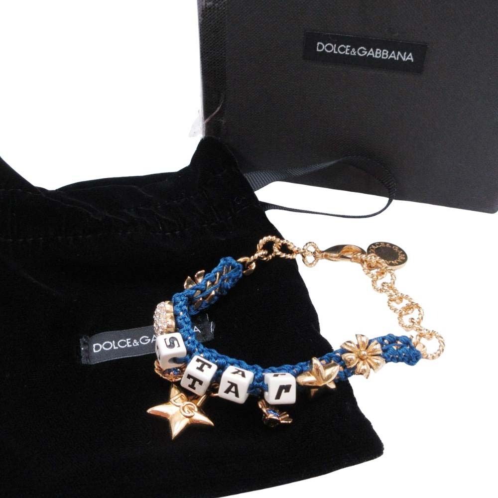 DOLCE-GABBANA ドルチェアンドガッバーナ I am The Star ブレスレット チャーム ゴールド ブルー レディース 古着 ブレスレット アクセサリー