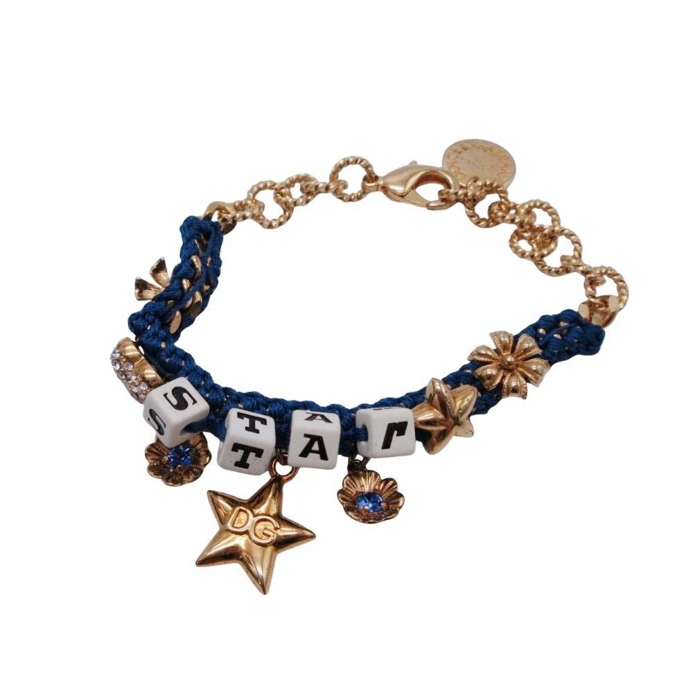 DOLCE-GABBANA ドルチェアンドガッバーナ I am The Star ブレスレット チャーム ゴールド ブルー レディース 古着