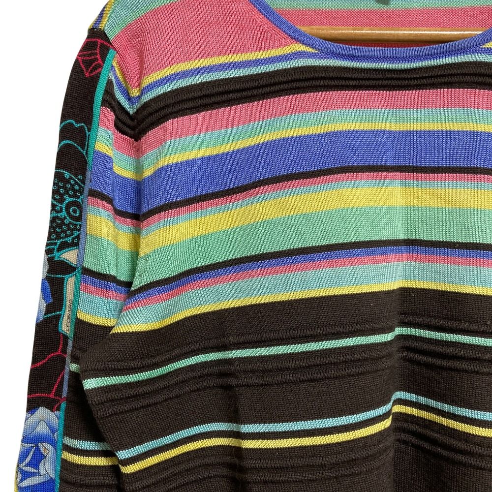 美品 LEONARD SPORT レオナールスポーツ ウールシルク ボーダー ニット