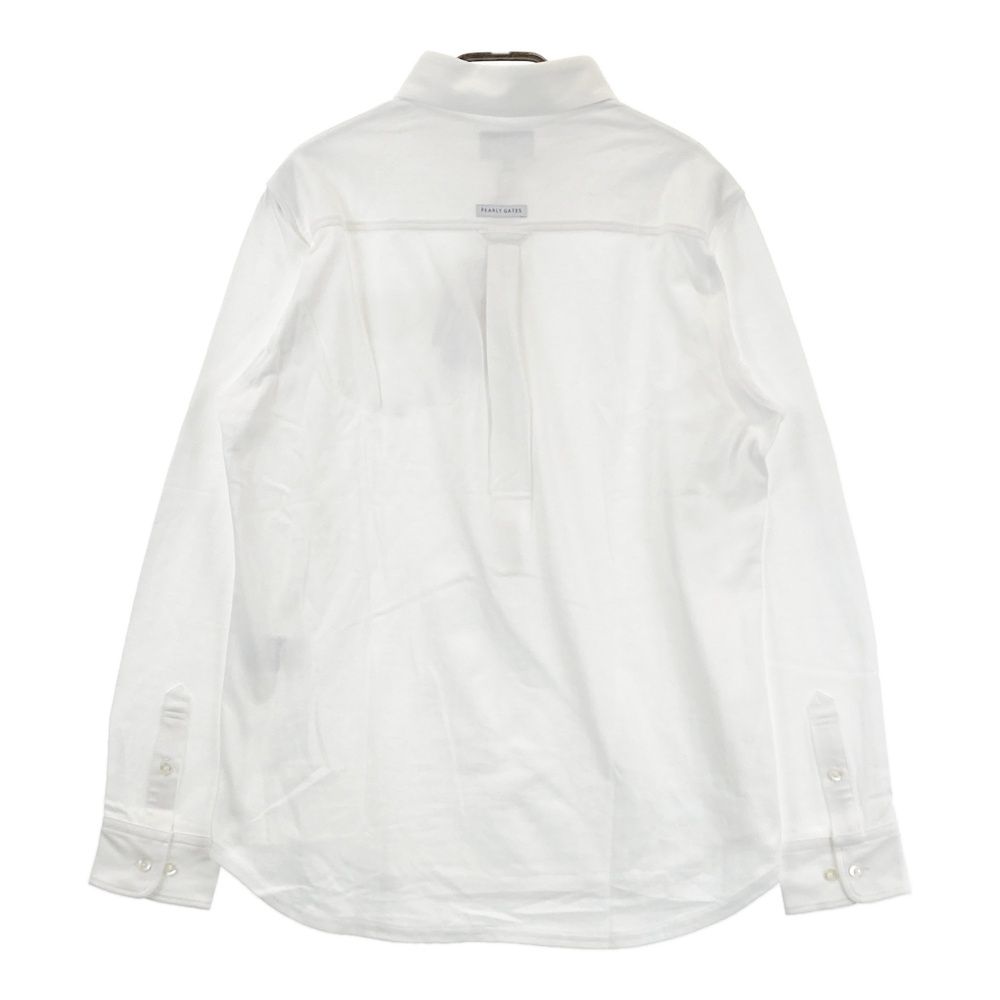 サイズ 5 PEARLY GATES パーリーゲイツ 長袖ポロシャツ ヘリンボーン柄 ホワイト系 ゴルフウェア メンズ ストスト