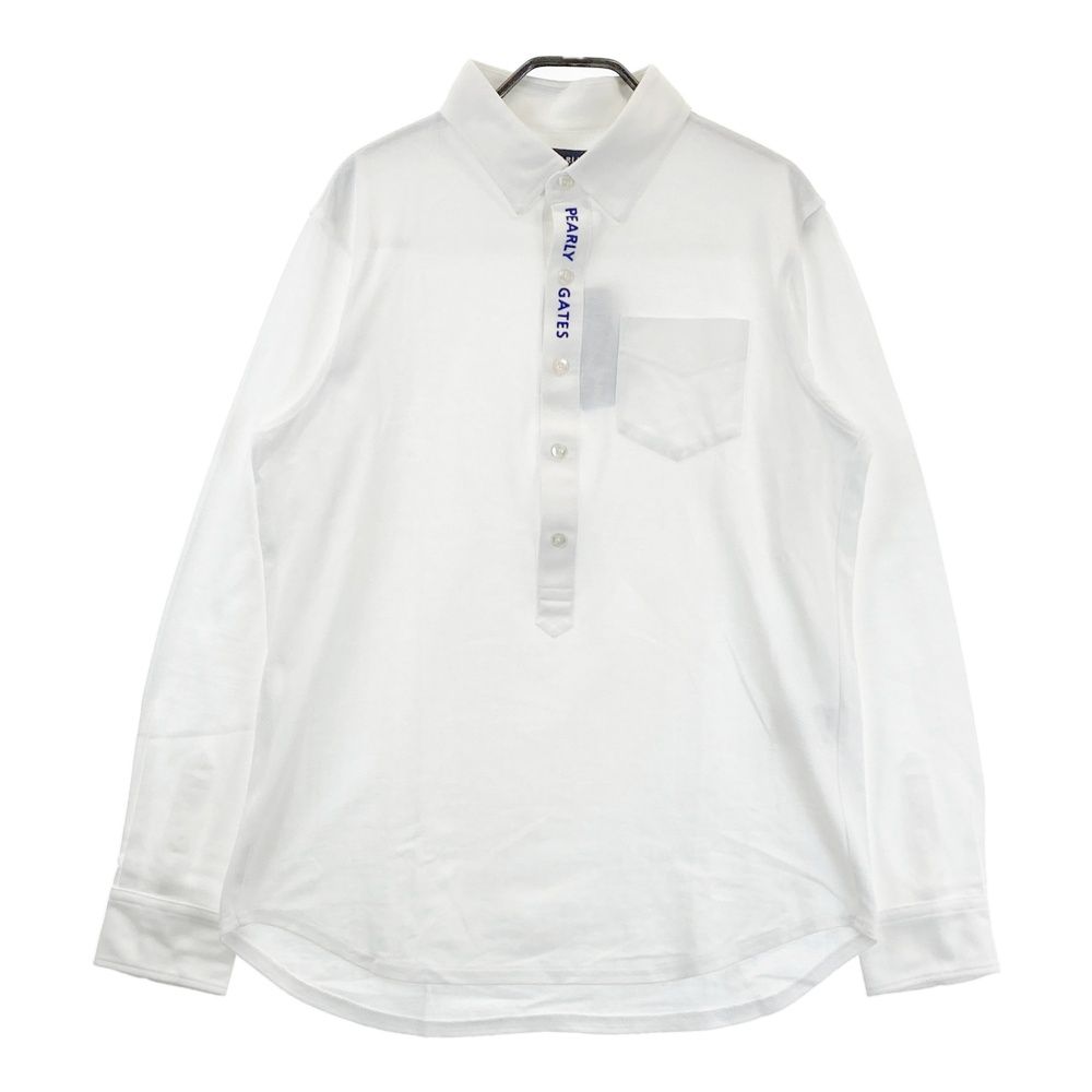 サイズ 5 PEARLY GATES パーリーゲイツ 長袖ポロシャツ ヘリンボーン柄 ホワイト系 ゴルフウェア メンズ ストスト