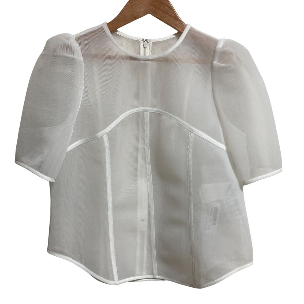 美品 25SS Ameri アメリ SHEER CARDBOARD PUFF SHOULDER TOP 半袖 