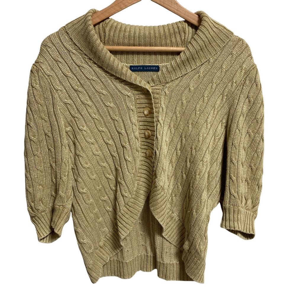 美品　Ralph Lauren ケーブル　ニット　カーディガン　ベージュ 美品 Ralph Lauren ラルフローレン ショールカラー ケーブルニット