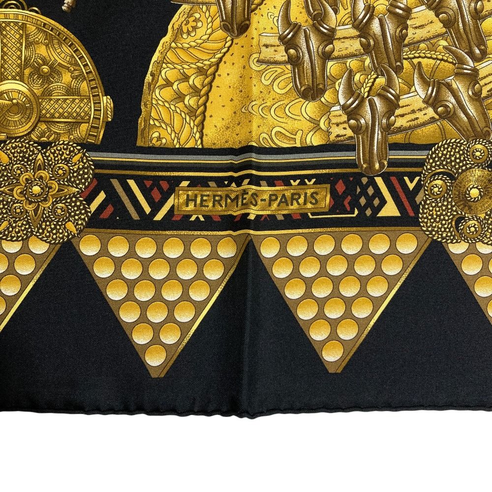 美品 HERMES エルメス カレ90 L'OR DES CHEFS 首長達の金 シルク