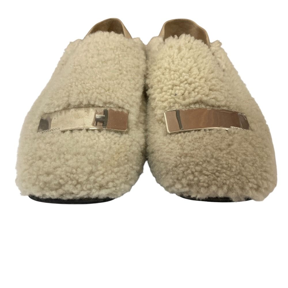 【美品】セルジオロッシ　ロゴプレート　2way ムートン　バブーシュ 美品 sergio rossi セルジオロッシ sr1 フラット スリッパ ムートン