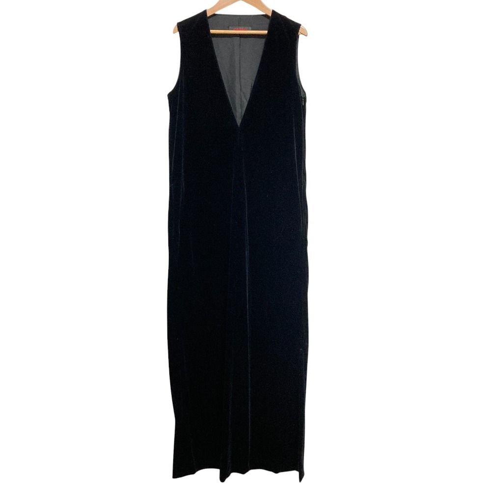 23 AW CABaN キャバン ソフトベロア Vネックロングワンピース 39-06-34-06002 Sサイズ ブラック レディース 古着