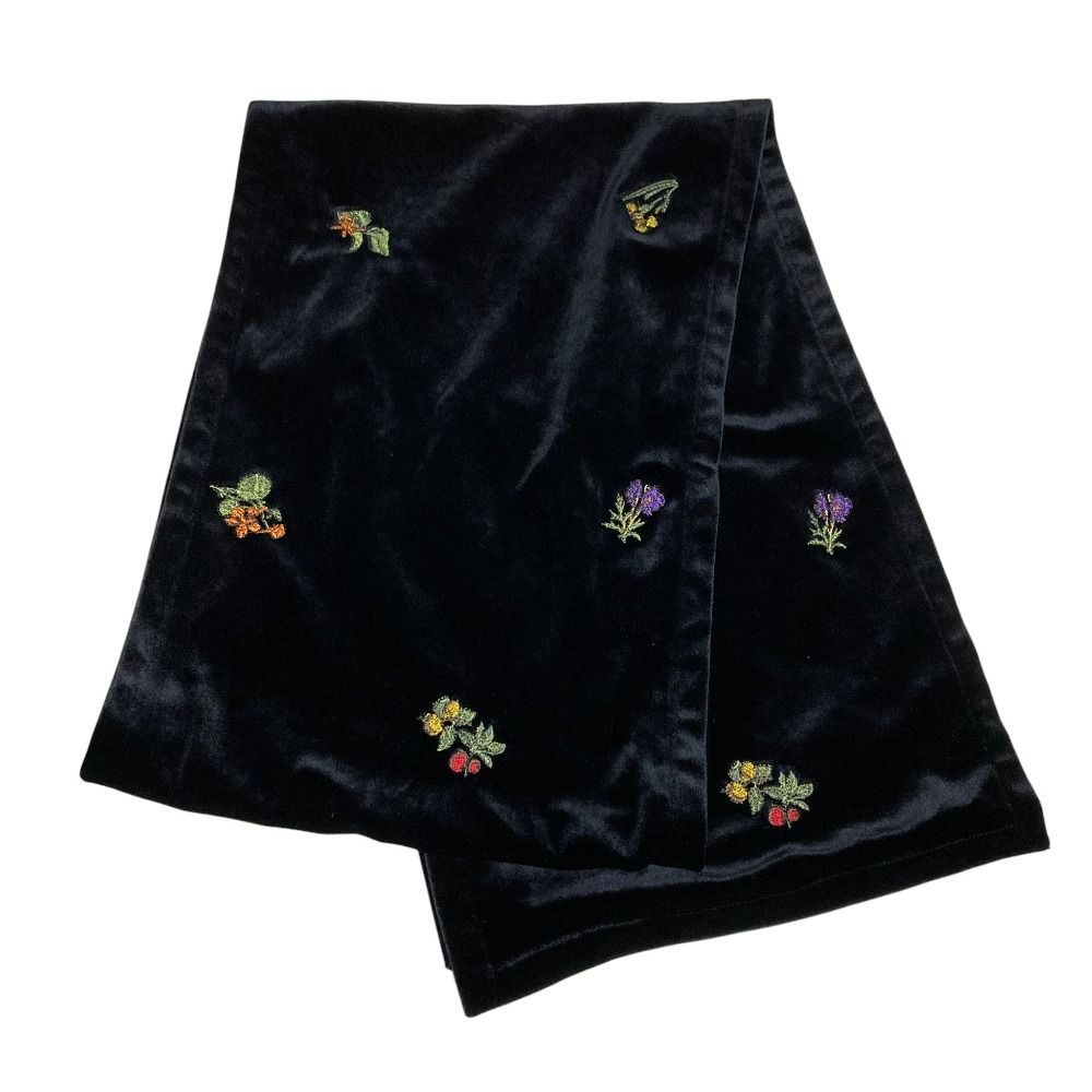 ♥ CABaN キャバン ソフトべロア エンブロイダリーストール 59-13-14-13005 サイズF ブラック レディース 古着