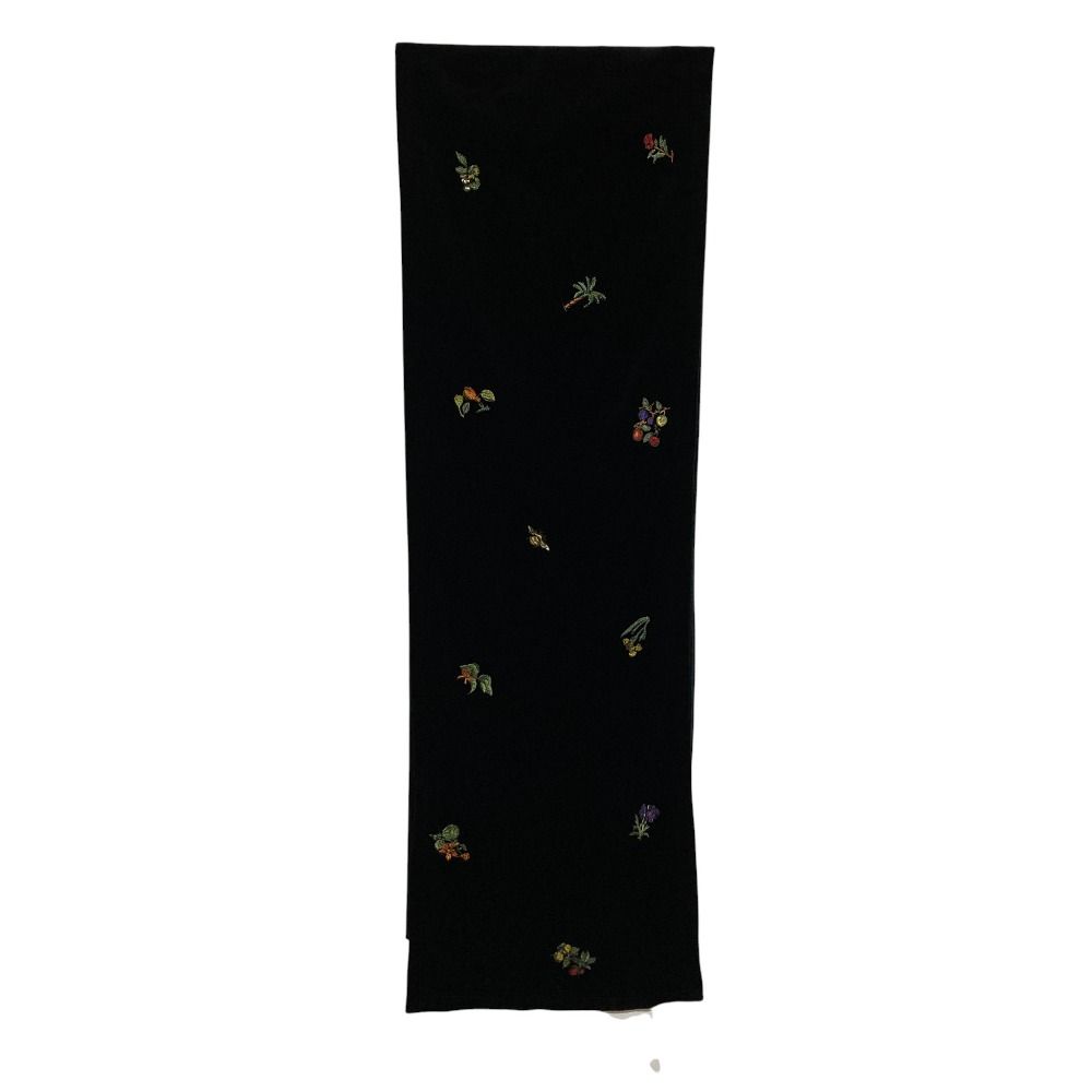 CABaN キャバン ソフトべロア エンブロイダリーストール 59-13-14-13005 サイズF ブラック レディース 古着