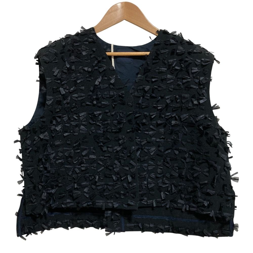 23 SS shirocon シロコン ヨリ ミニリボンショートジレ ベスト サイズ38 ブラック レディース 古着