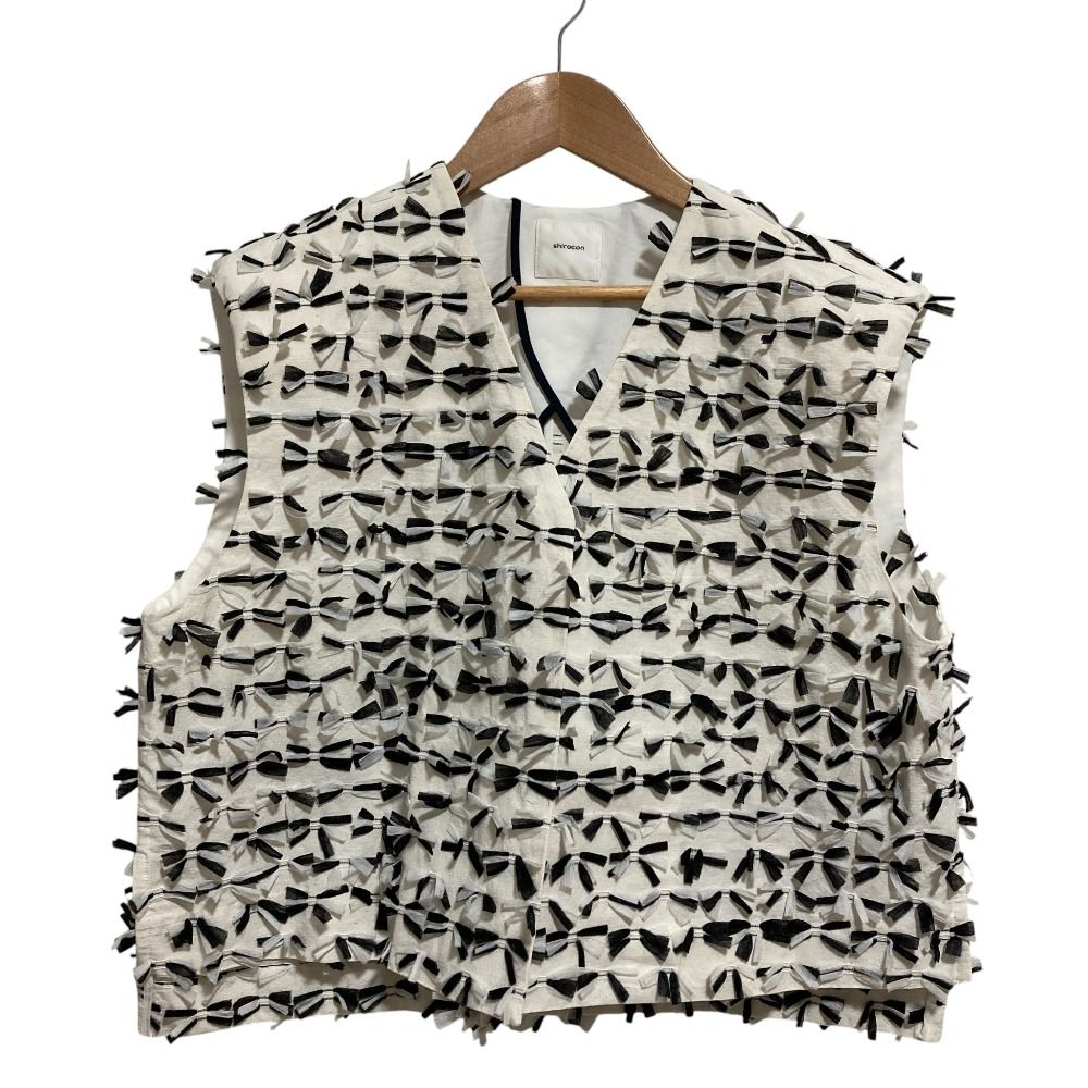 shirocon リボンジレ　ベスト　38 良品 23SS shirocon シロコン ヨリ ミニリボンショートジレ ベスト