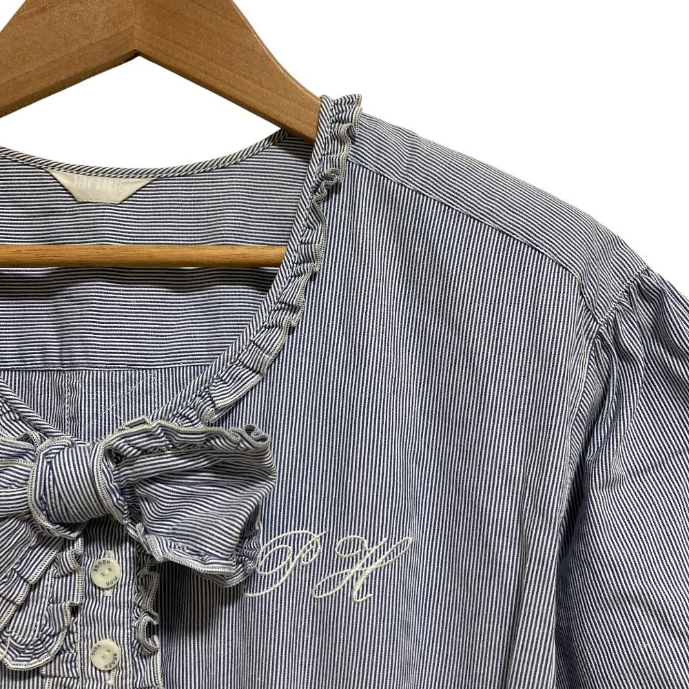 美品 21ss【ピンクハウス】ワンピース ストライプ ピコフリル リボン 切替 美品 PINK HOUSE ピンクハウス ピコフリル リボンデザイン ピン