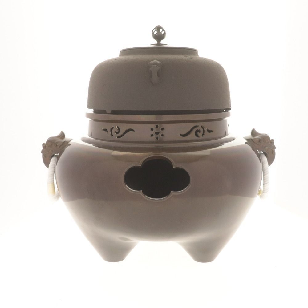 □ 金森紹栄 茶釜 茶器 炉釜 金属 伝統工芸 美術 茶道具 全長33cm 総