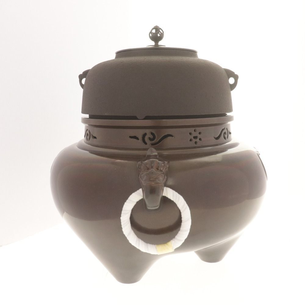 茶道具　茶釜　雲龍釜　　金森紹栄 □ 金森紹栄 茶釜 茶器 炉釜 金属 伝統工芸 美術 茶道具 全長33cm 総