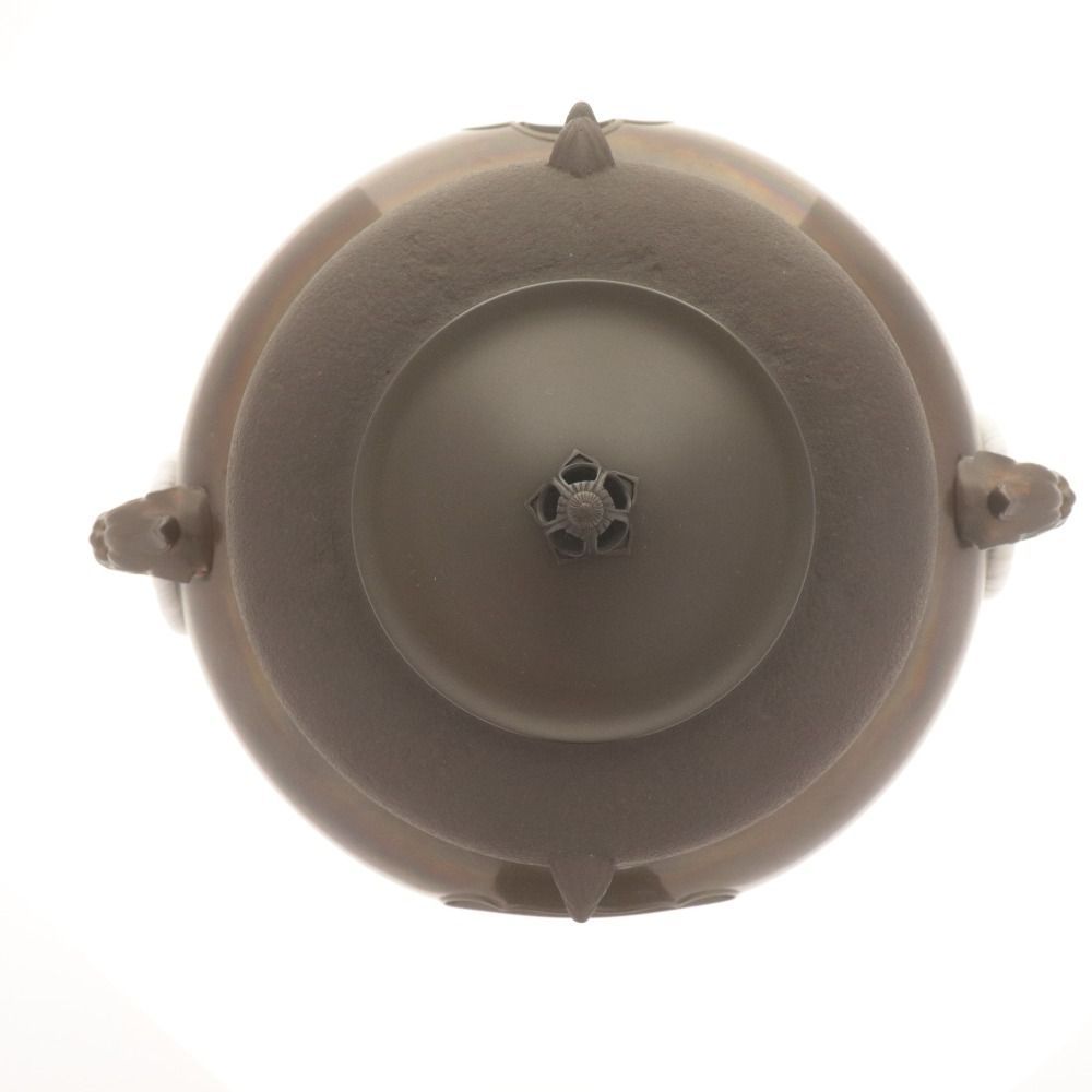 □ 金森紹栄 茶釜 茶器 炉釜 金属 伝統工芸 美術 茶道具 全長33cm 総