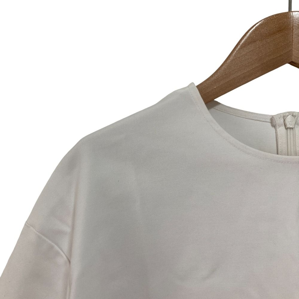 24 SS yori ヨリ 五分袖 高密度 ストレッチ フ ブラウス フリーサイズ ホワイト レディース 古着