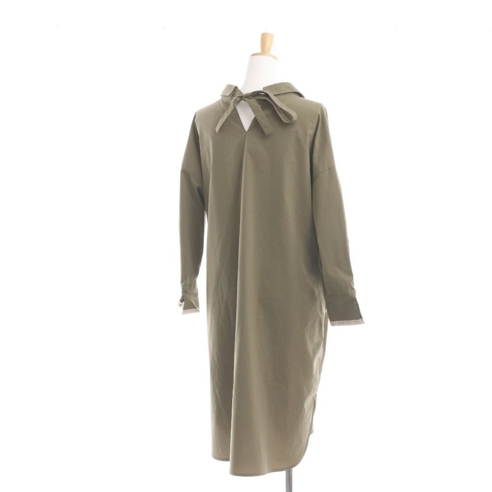 ネミカ NEMIKA チュニック 長袖 トップス レリアン シャツ タック ワンピース レディース 11 L相当 カーキ