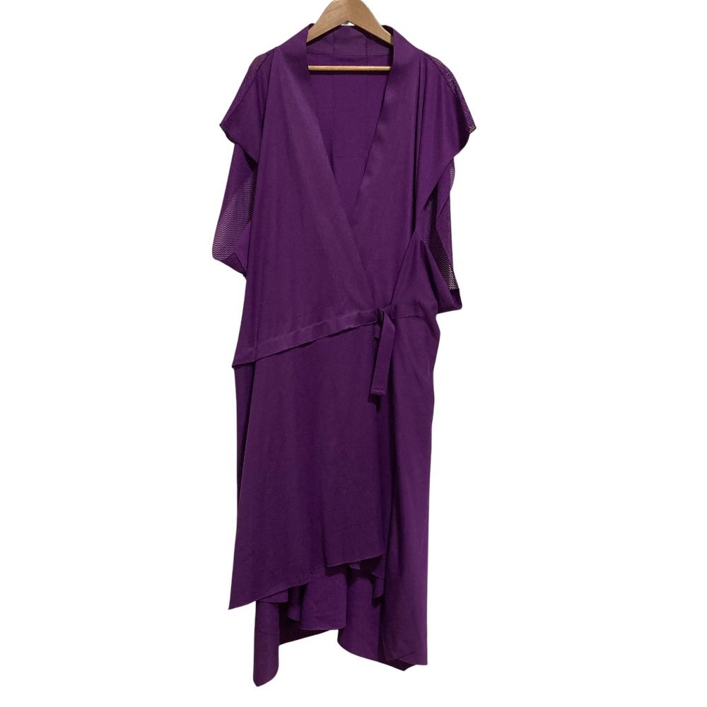 ISSEY MIYAKE イッセイミヤケ 1325 メッシュスリーブ カシュクールコート size 3 パープル レディース 古着