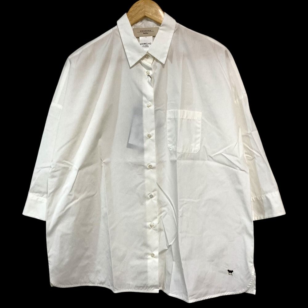 Weekend Max Mara マックスマーラウィークエンド バタフライ刺繍 ポケットシャツ サイズ44 ホワイト レディース 古着