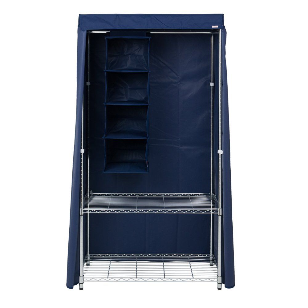 ドウシシャ ルミナス ラック スチールラックパーツ 幅90 cmモデル ハンガーラック ワードローブ用 カバー カバーのみ 日焼け防止 ホコリや臭いから衣服を守る 厚手 ネイビー 取付簡単 幅92×奥行46×高さ173 ポリエステル