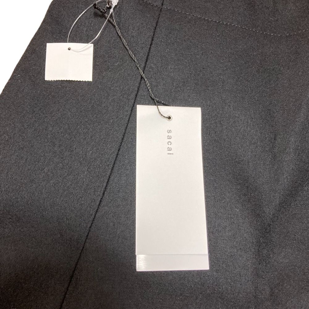  sacai サカイ ストライプ ウールドッキングスカート 24-07410 サイズ2 ブラック レディース 古着 その他 ひざ丈スカート