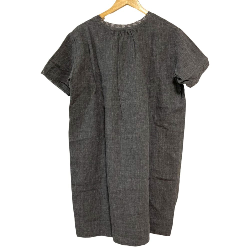 R by 45 rpm フォーティーファイブアールピーエム レース スクエアネック リネン ワンピース サイズ3 グレー レディース 古着