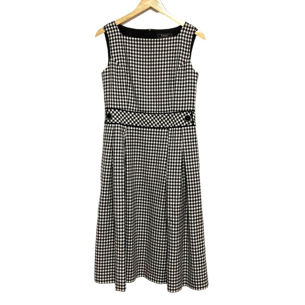FOXEY フォクシー ドレスパレード ワンピース 43901 サイズ42 ブラック ホワイト レディース 古着