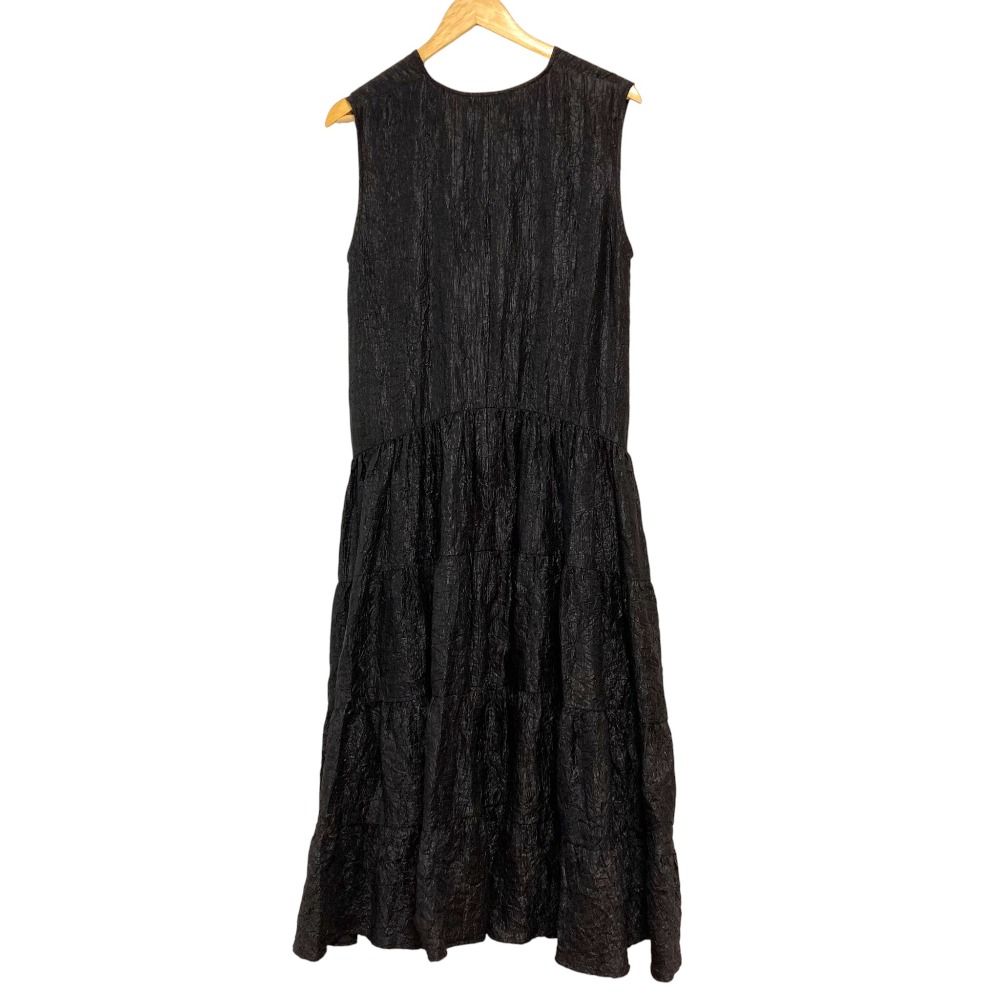 24 AW DONNA トラッツォドンナ Vネックボリュームワンピース 6251-322 サイズF ブラック レディース 古着