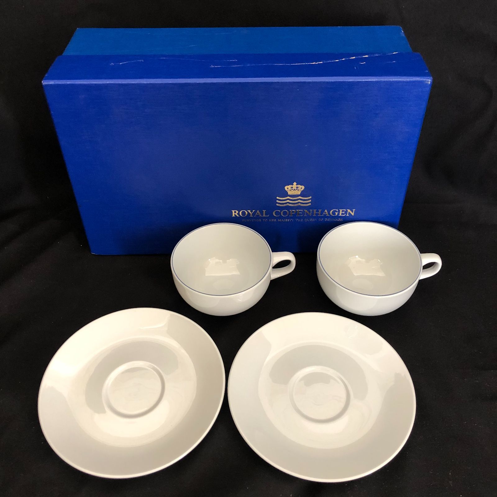 Royal Copenhagen ロイヤルコペンハーゲン カップ ソーサー ブルーライン 箱有り デンマーク製 ソーサー2客 NA 075