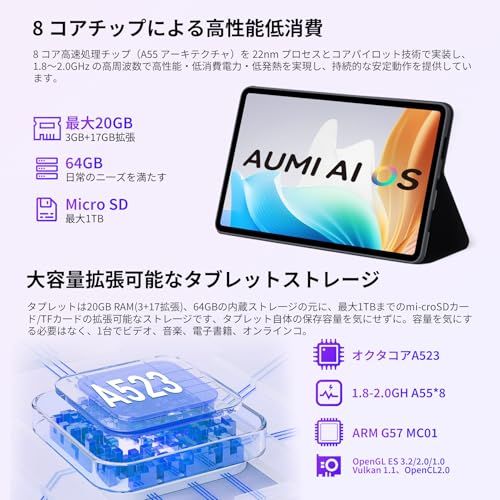 FUNSEDY タブレット 10インチ android 15 wi-fiモデル】 20GB+64GB+1TB