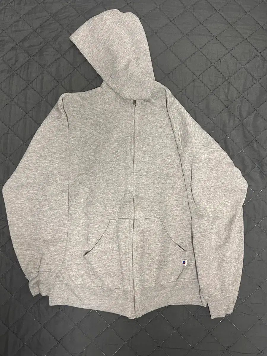 9 Os ヴィンテージ ラッセル アスレチック フードジップアップ グレー XL