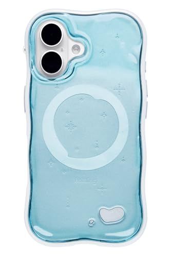 iFace スマホケース iPhone 16 対応 BeBling 2 MagSynq ブルー MagSafe対応 耐衝撃 透明 シルバー ストラップホール付き 縁高 ウルウル キラキラ s