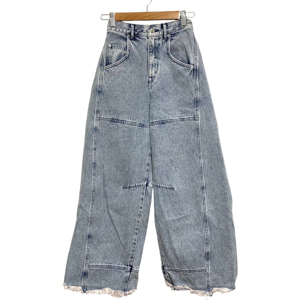 25SS Diagram ダイアグラム 12ozデニム ライン切替 ワイドデニムパンツ サイズ36 ブルー レディース 古着