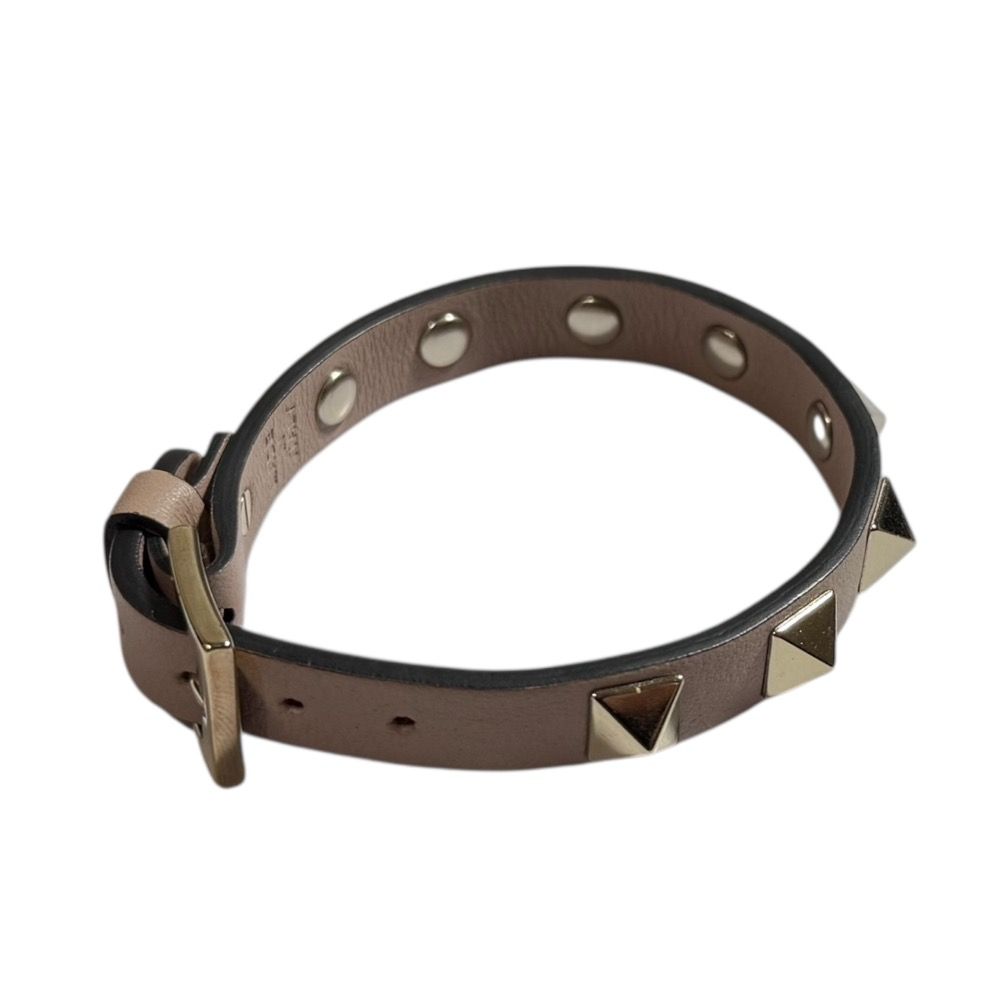 VALENTINO ヴァレンティノ ロックスタッズ ブレスレット グレージュ ゴールド レディース 古着