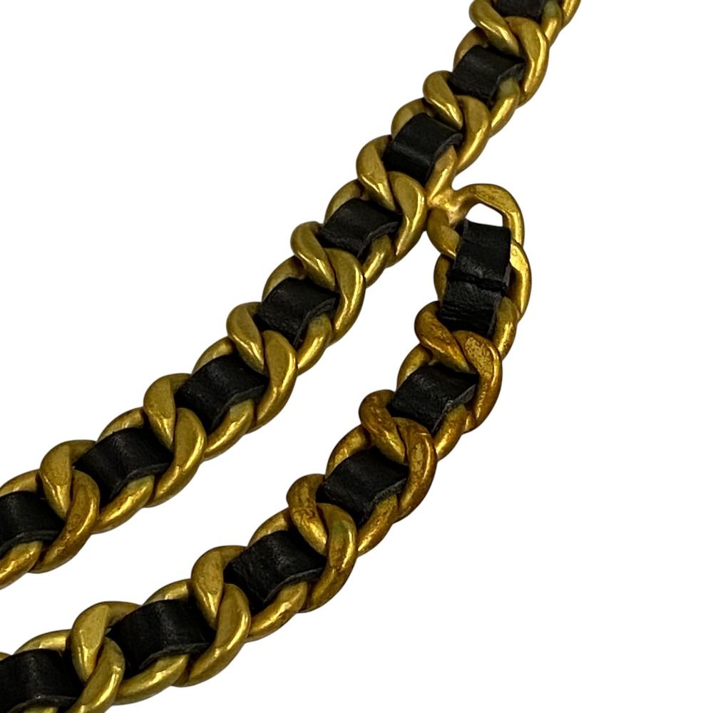  94 P CHANEL シャネル 31 RUE CAMBON チェーン レザーベルト GP ゴールド ブラック レディース 古着 ベルト 小物